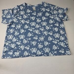 Only Necessities Blue Tee with White Floral Print